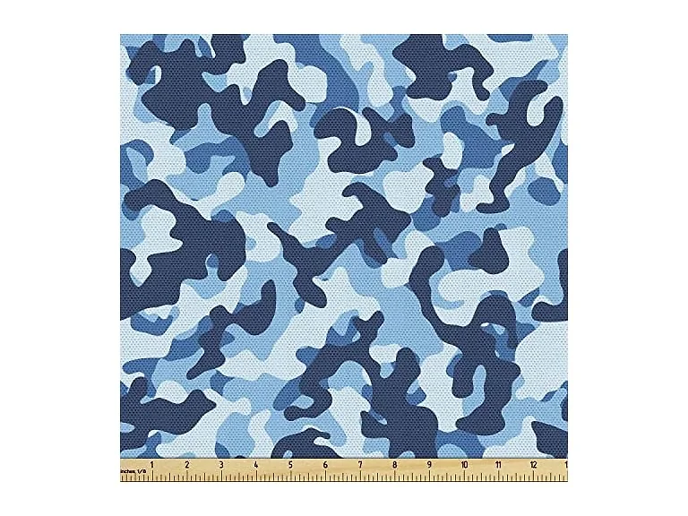 Ambesonne Camouflage Fabric by The Yard, Coconut Blue