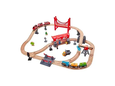Hape Wooden Busy City Train Rail Set