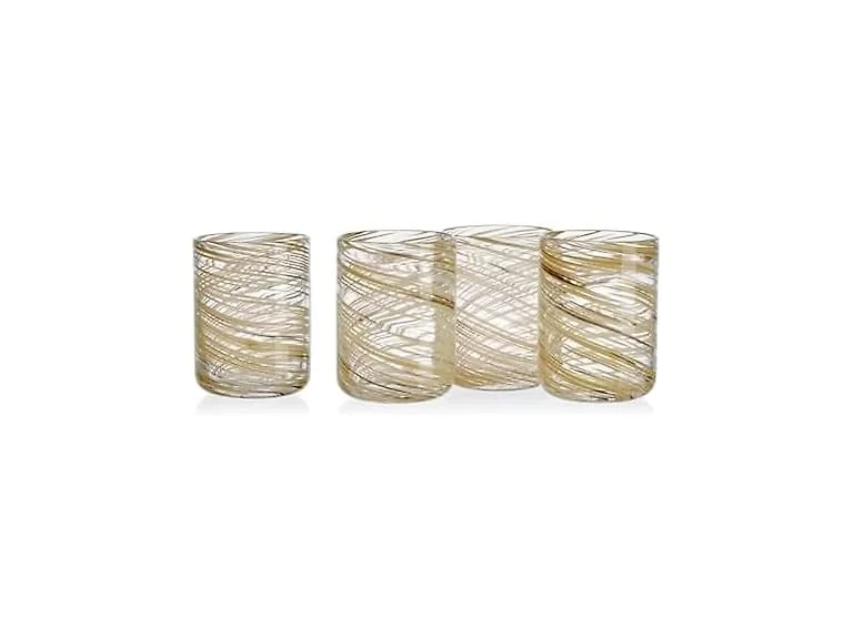  Set of 4 Double Old Fashion Drinking Glasses