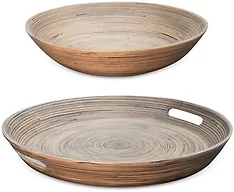 LEXA LEXA 2-Piece Handcrafted Bamboo Entertai