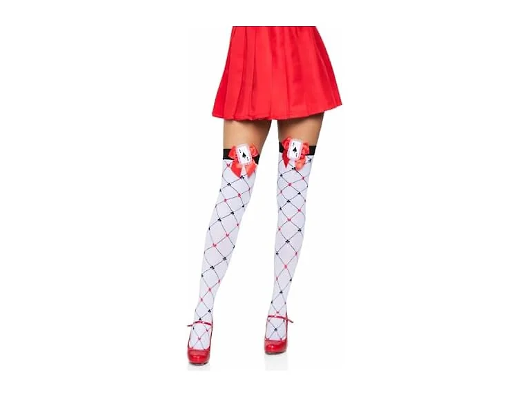Leg Avenue Women's Woven Diamond Card Suit Thighs