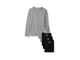 Amazon Essentials Mens' Slim Fit Cotton Crew Neck Undershirts, Black/Grey Heather Long Sleeve, X-Small