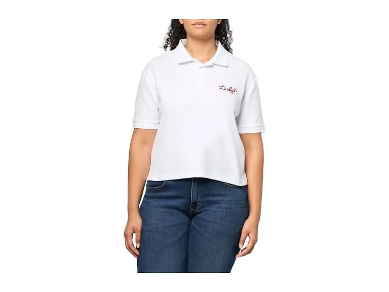 Lucky Brand Women (L) Short Polo Bright White