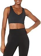 Amazon Essentials Women's Active Sculpt V-Neck Medium Support Sports Bra, Black, Medium