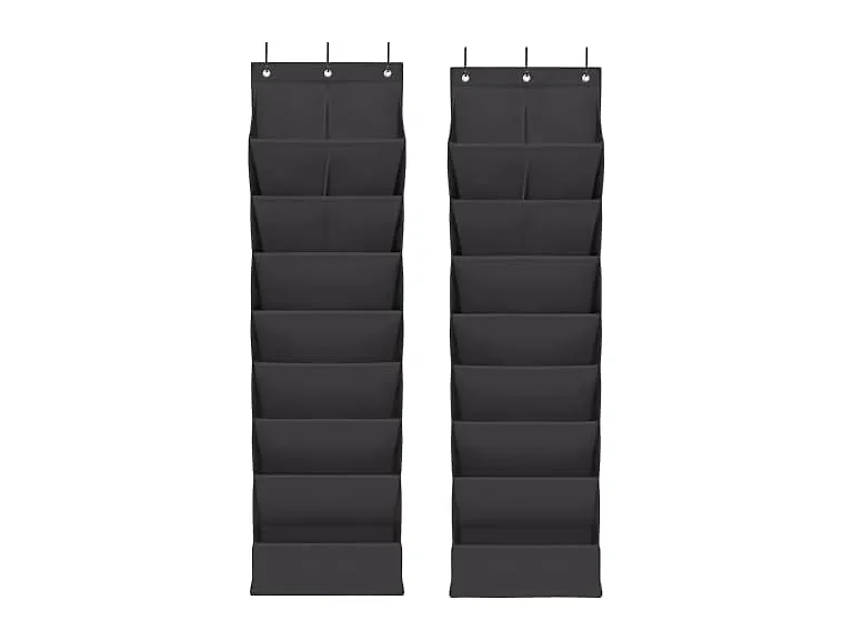 STORAGEIDEAS Door Shoe Organizer  Black, 8 Layers, 2-Pack