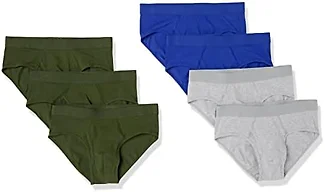 Amazon Essentials Men's Breathable Cotton Jersey Briefs, All Day Comfort, Available in Big & Tall, Pack of 7, Dark Olive/Royal Blue/Grey Heather, X-Large
