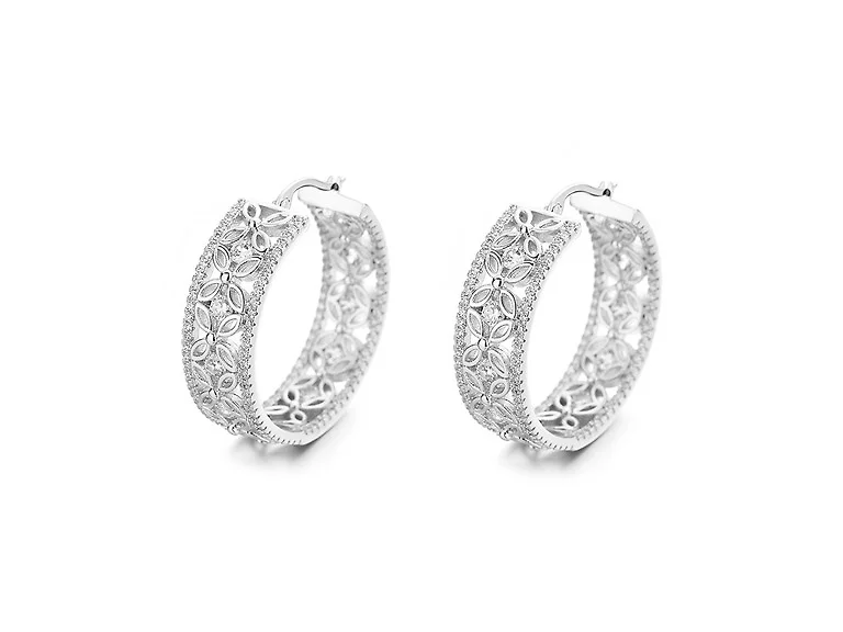 Filigree Flower Hoop Earrings