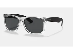 Ray-Ban RB4165 651287 55 55-16-145 Ray-Ban RB4165 Justin Classic Square Sunglasses  RUBBER TRANSPARENT/DARK GREY POLICARBONATE STANDARD