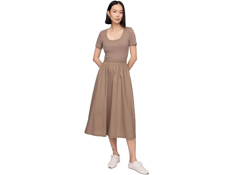 GAP Women (S P) Scoop Neck Midi S/P Dress