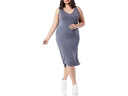 Amazon Essentials Women's Lightweight Jersey Regular-Fit Sleeveless V-Neck Midi Dress, Easy to Wear, 41" Length (Previously Daily Ritual), Slate Grey, X-Small