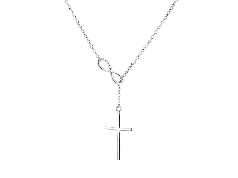 Lariat Infinity Cross Pendant Necklace
