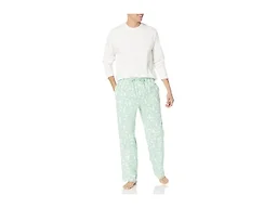 Amazon Essentials Men's Flannel Pant and Long-Sleeve T-Shirt Pajama Set, Mint Green Forest Animals, XX-Large Big