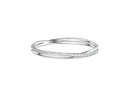 Swarovski Hyperbola Women's Bangle Bracelet with Clear Crystals on a Rhodium Finished Setting, Size M
