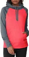 Hanes Women's Sport Performance Fleece Pullover Hoodie, Dada Grey Solid/Razzle Pink Heather, 2XL