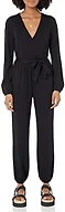 Amazon Essentials Women's Versatile Knit Surplice Jumpsuit with Sleeves, Elastic Waist (Available in Plus Size), Black, X-Large