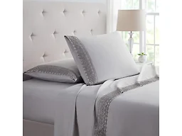 Bamboo Comfort Lace Crochet Embroidery 4 Piece Sheet Set