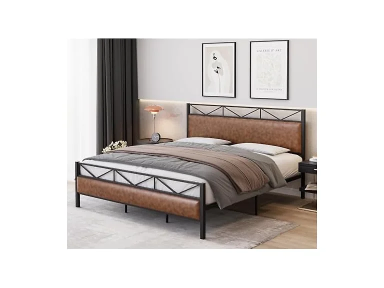 IDEALHOUSE PU Leather King Bed Frame