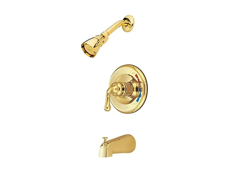 Tub and Shower Faucet, Polished Brass, Wall