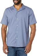 Amazon Essentials Men's Vacation Cotton Button-Down Short Sleeve Resort Shirt, Washed Blue, Medium