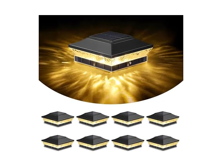 Brightever Solar Post Cap Lights 8 Pack Black