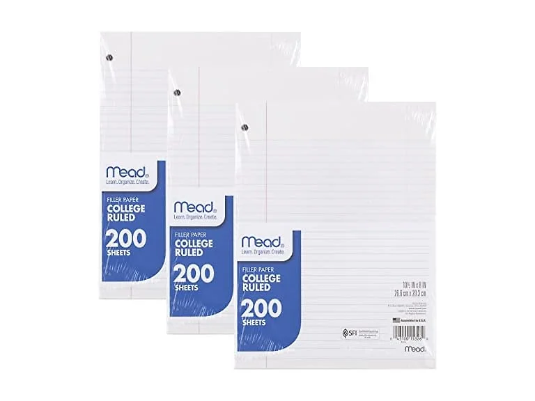 Mead Loose Leaf College Ruled 3-Pack 200ct