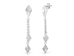 Yeidid Italian 925 Sterling Silver Diamond Cut Marquise Drop Earrings