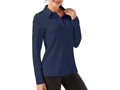Fkeep Women's Long Sleeve Polo Shirt Golf Sport Top