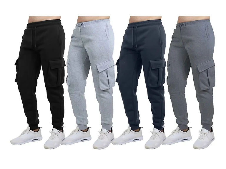 3Pk Mens Fleece Cargo Jogger Sweatpants