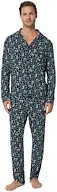 Amazon Essentials x Sofia Grainge Men's Long Sleeve Relaxed Fit Breathable Modal Jersey Pajama Set, Loungewear, Navy Bandana, Large