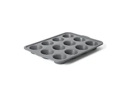 Calphalon Omni 12-Cup Muffin & Cupcake Pan with GlassFlex Technology, Flexible Silicone & Micro-Woven Glass Core for Ultra Airflow Baking, Grey