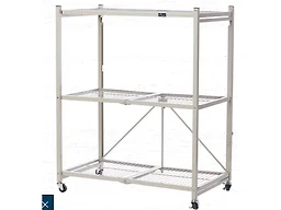 J&V Textiles 1390-BG 3-TIER Foldable 3-Tier Matte Metal Ca