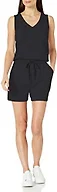 Amazon Essentials Women's Studio Terry Romper, Summer Casual Gym Exercise, Black, X-Large