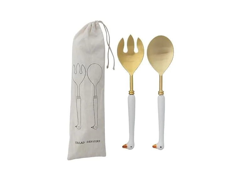 Creative Co-Op Stainless Steel Spoon and Fork Salad Servers 