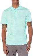 Amazon Essentials Men's Moisture Wicking Golf Polo Shirt, Short Sleeve, Slim-Fit, Quick-Dry, Active Wear, Aqua Stripe, Large