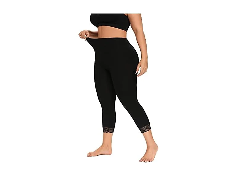 Eliss Women (XL) Modal Capri Lace Trim Leggings