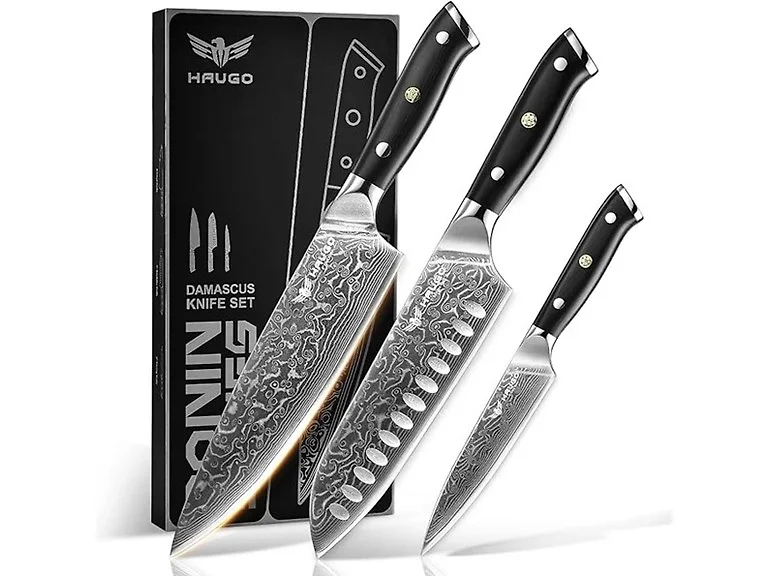 Haugo 3-Pc Damascus Chef Knife Set