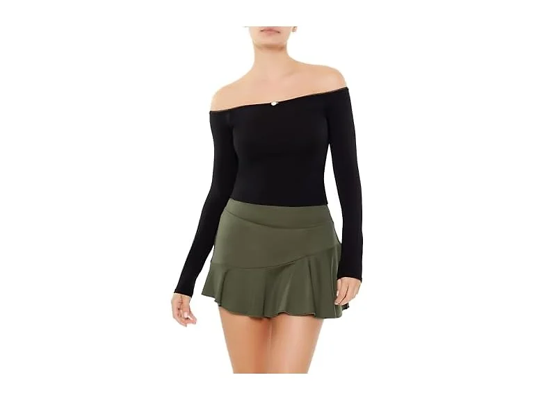 Forever 21 Women (S) Rosette Off-the-shoulder Top