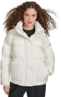 Champion Women's Quilted Hooded Puffer, Marshmallow, Medium