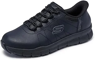 Skechers Men's Nampa Hands Free Slip Ins Safety Steel Toe Industrial Shoe, BLK, 7