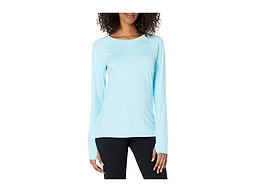 Amazon Essentials Long Sleeve Workout Top for Women, Brushed Tech Stretch Crewneck, Athletic, X-Large (Available in Plus Size), Sky Blue
