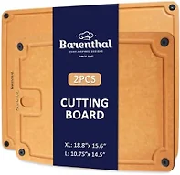 Barenthal Large Cutting Boards for Kitchen Dishwasher - 2PC Cutting Board Set Double-Sided with Non-Slip Feet and Juice Groove Composite Chopping Board for Kitchen Knife Friendly XL(18.8")+L(14.5")
