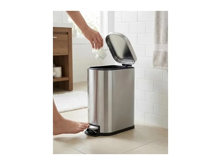 MOVECOM 2.6 Gal Step-On Trash Can Silver