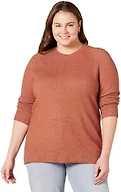 Amazon Essentials Women's Regular-Fit Soft Touch Crewneck Long-Sleeve Sweater, Caramel, X-Small