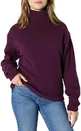 Amazon Essentials Women's Relaxed-Fit Cotton Blend Turtleneck Pullover Sweater, Burgundy, Small