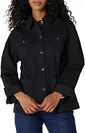 Amazon Essentials Women's Relaxed-Fit Dropped Shoulder Midweight Cotton Twill Jacket, Black, Small