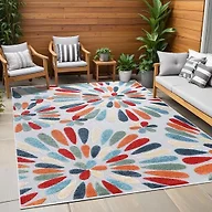 Superior Marigold Indoor Outdoor Area Rug, Perfect for Patio, Poolside, Backyard, Playroom, Kitchen, Bedroom, Dining Room, Entryway, Mudroom, Oversized Floral Floor Cover, 8' x 10', Multicolor