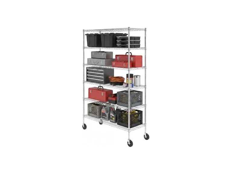 SafeRacks NSF 6-Tier Steel Wire Rack w/Wheels (18"x48"x72")