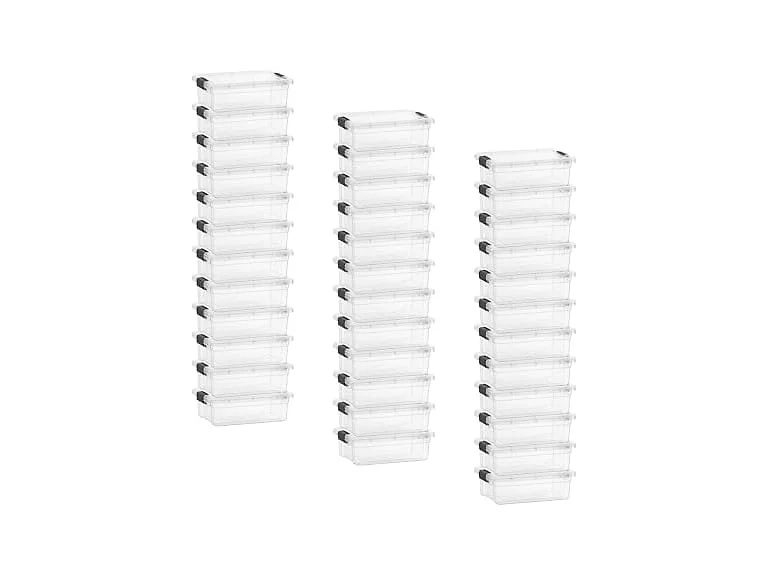 Superio Clear Small Storage Boxes with Lids, 2.3 Quart 36 Pack