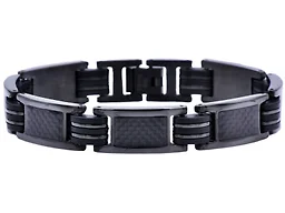Blackjack Jewelry S-BJB199B Stainless Steel Carbon Fiber Bracelet Black 