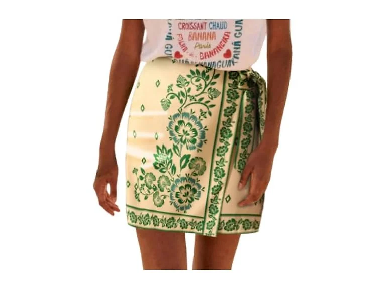 Talakeno Sage Green Floral Wrap Skirt